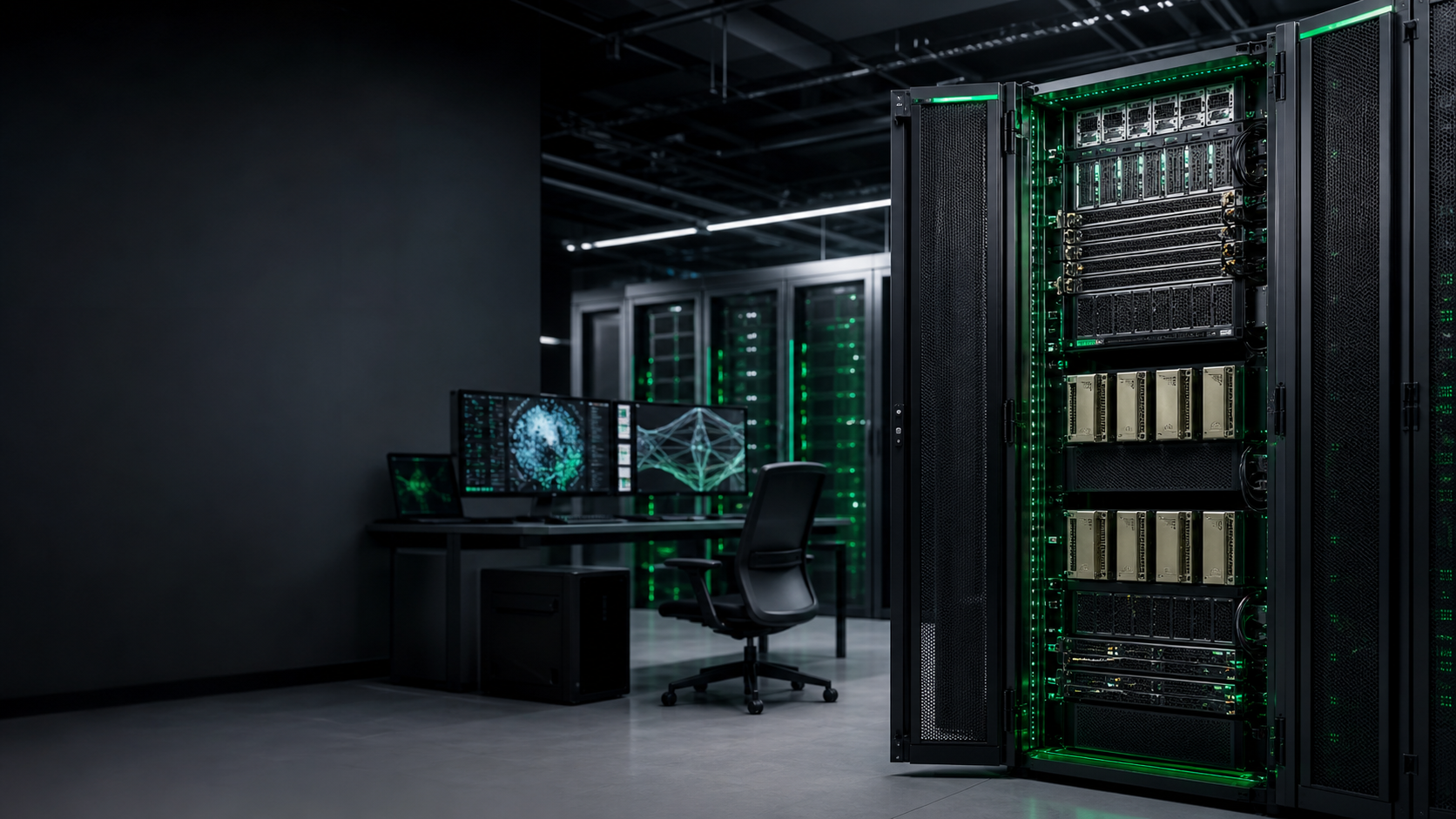 Enterprise AI hardware systems in a modern technology lab